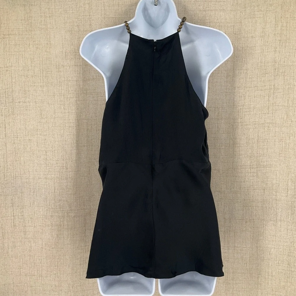 Michael Kors Halter Top Women 10‎ Black Silk Beaded Neckline Chic Evening Blouse